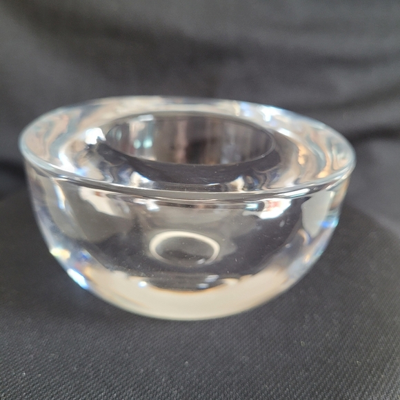 Elegant Clear Glass Bowl Heavy Art Glass Trinket Dish Votive Tealight - Picture 1 of 9